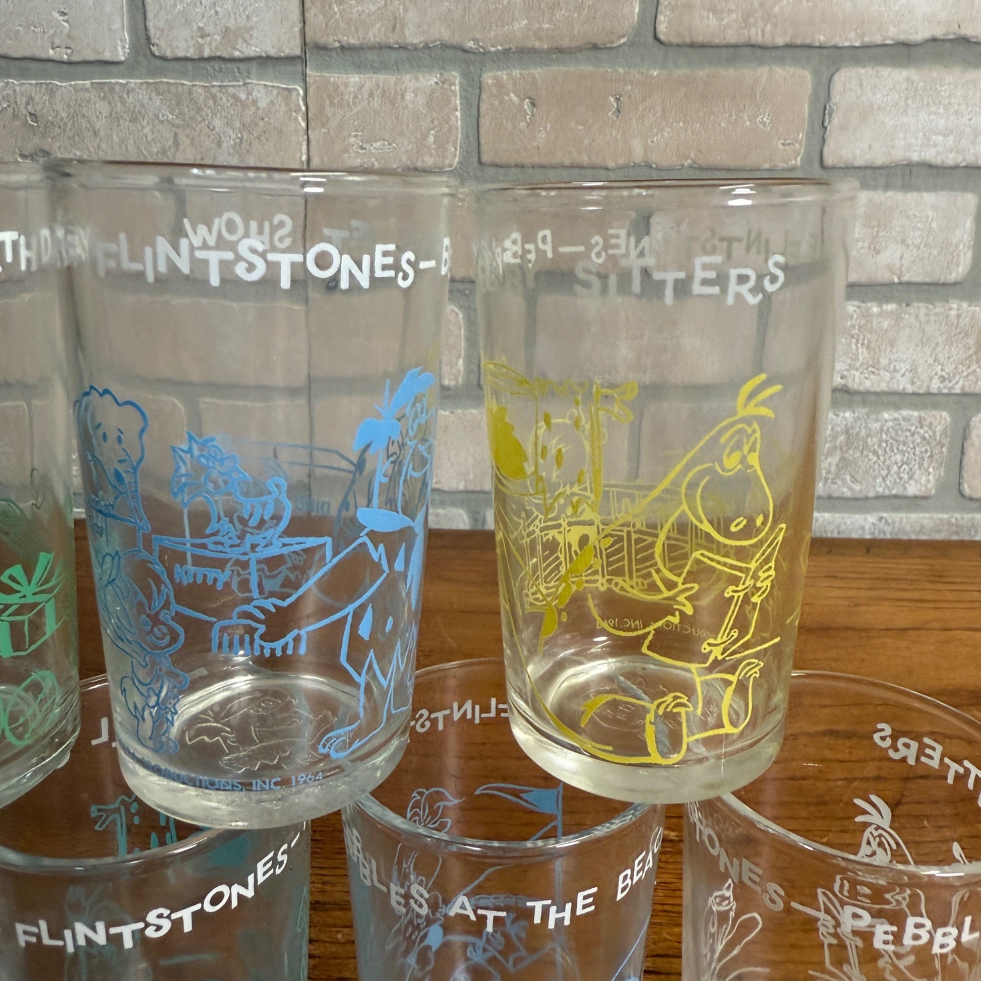 Lot of 8 Vintage Flintsone Welches Grape Jelly Jars Glasses, All Different Retro