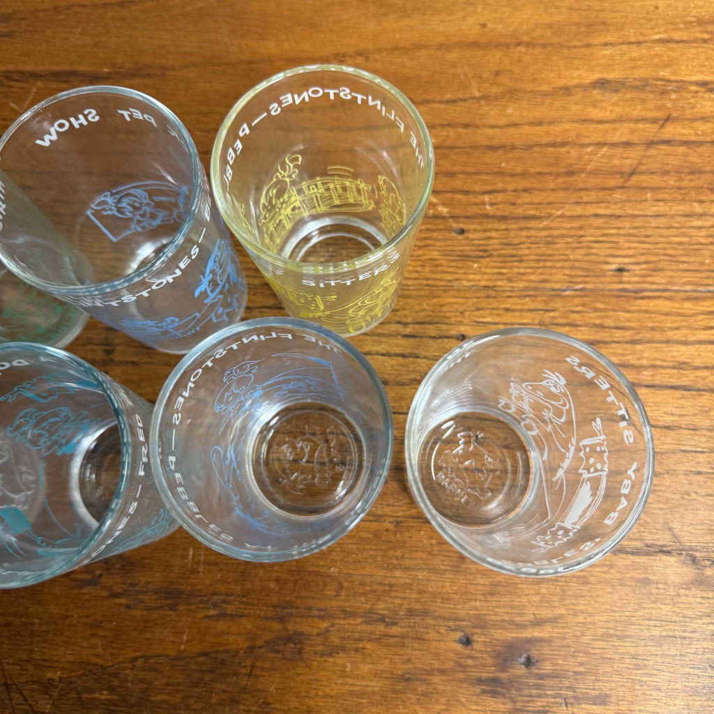 Lot of 8 Vintage Flintsone Welches Grape Jelly Jars Glasses, All Different Retro