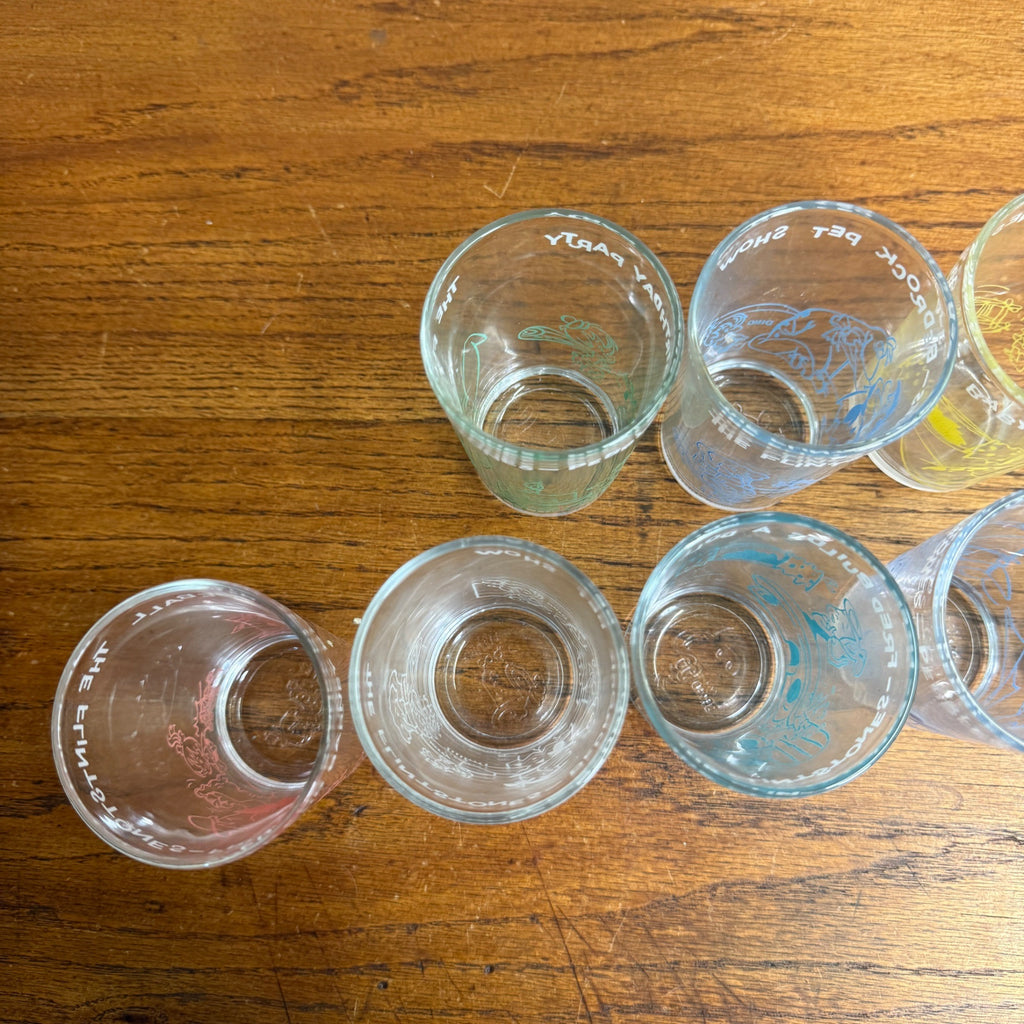 Lot of 8 Vintage Flintsone Welches Grape Jelly Jars Glasses, All Different Retro