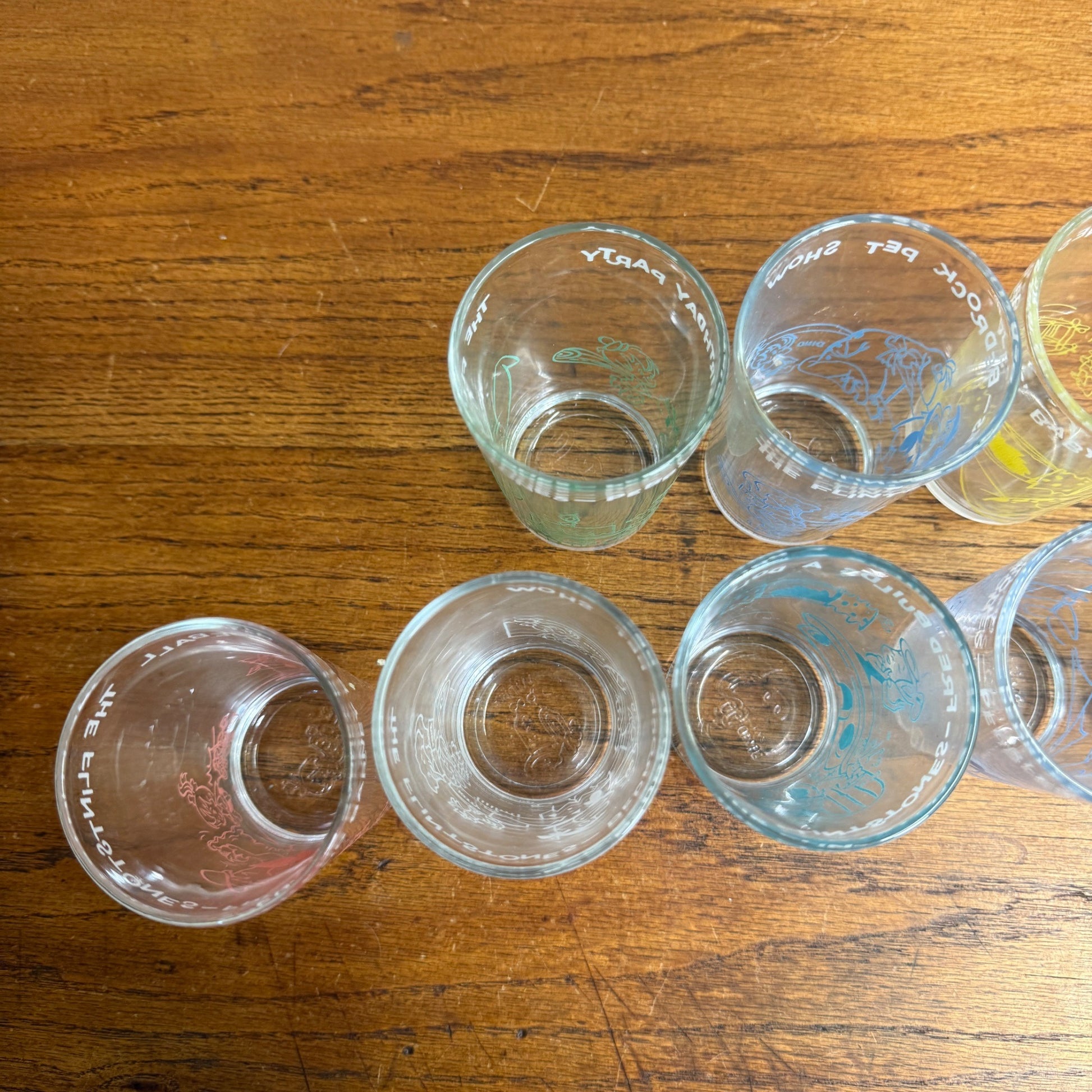 Lot of 8 Vintage Flintsone Welches Grape Jelly Jars Glasses, All Different Retro