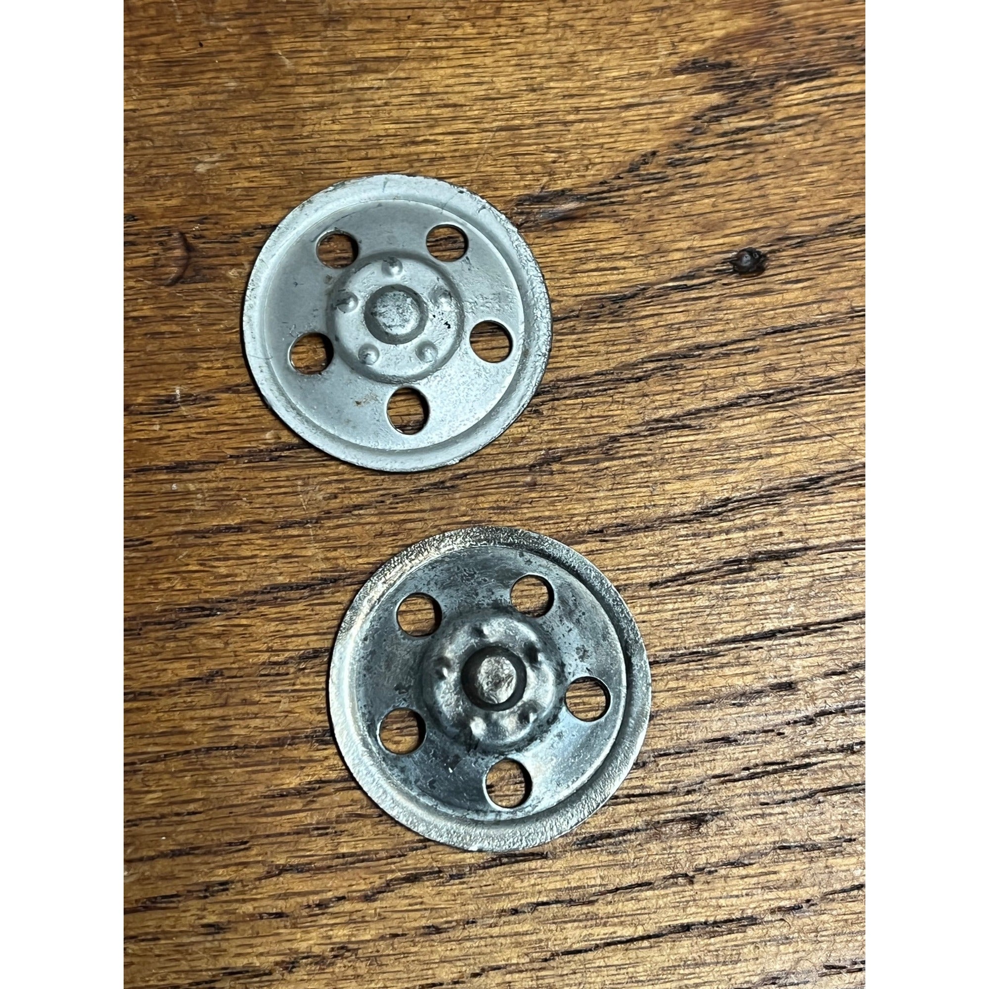 Vintage 1960s Tonka Pair Wheel Hub Caps Lot (2) Semi Trailer