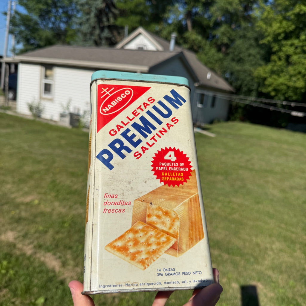 Vintage Nabisco Premium Saltine Crackers Tin 4 Stack Pack Kitchen Advertising Can