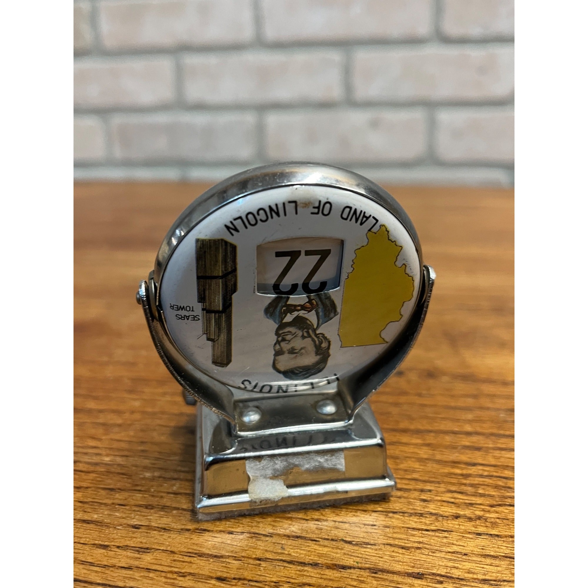 Vintage Perpetual Flip Mechanical Desktop Calendar Metal Illinois Land of Lincoln