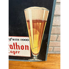 Vintage Marathon Lager Beer Advertising Cardboard Menu Sign Wisconsin Wis WI 20x30"
