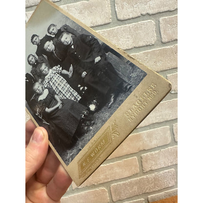 Antique 1890s Cabinet Photo of Large Family Siblings N.F. Worm Slagelse Denmark