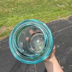EARLY BASE EMBOSSED KENTUCKY "SGW LOU. KY." TIC TAC TOE QT WAX SEALER FRUIT JAR