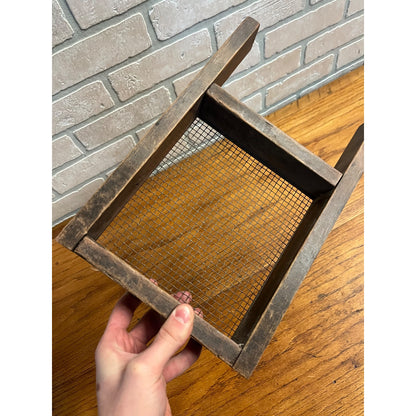 Antique Wood Grain Tray Sieve Sifter Unique Primitive Rustic Farm Tool