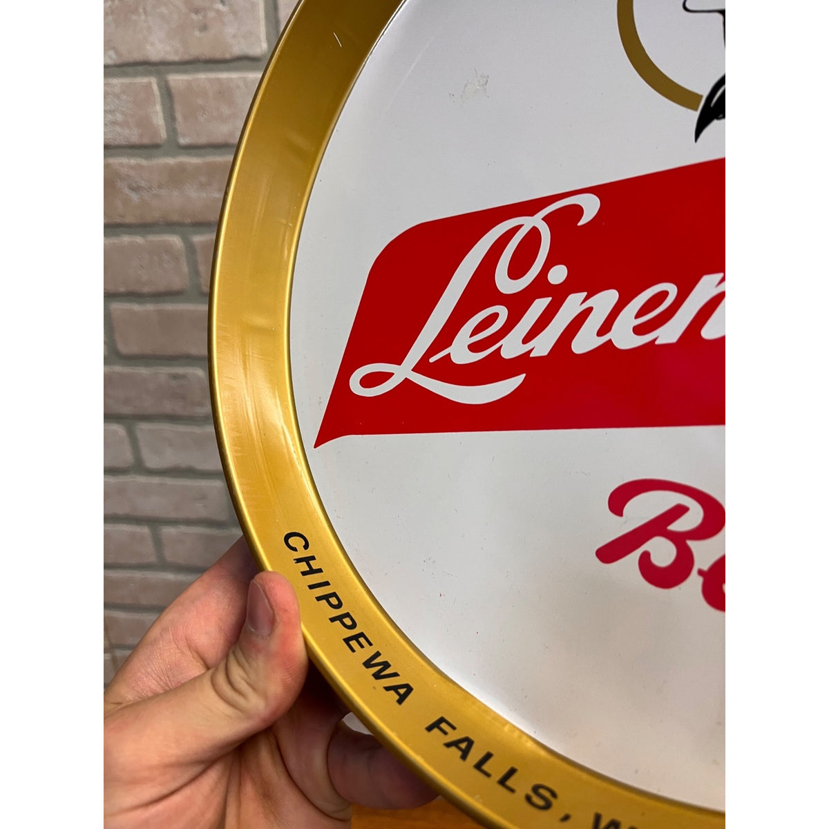 Vintage Jacob Leinenkugel Brewing Co. Metal Beer Advertising Round Tray Indian Maiden Logo Chippewa Falls, WI