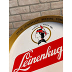 Vintage Jacob Leinenkugel Brewing Co. Metal Beer Advertising Round Tray Indian Maiden Logo Chippewa Falls, WI
