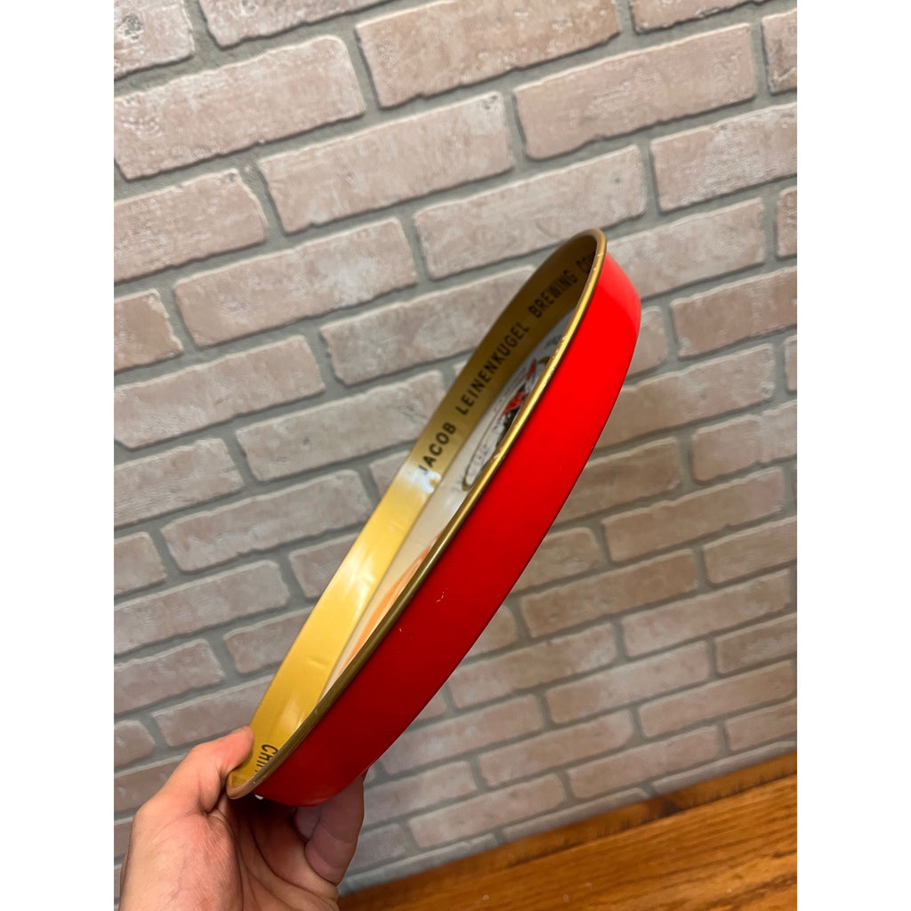 Vintage Jacob Leinenkugel Brewing Co. Metal Beer Advertising Round Tray Indian Maiden Logo Chippewa Falls, WI