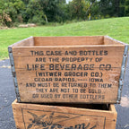 RARE Vintage Life Beverages Wood Soda Crate Cedar Rapids Iowa Witwer Grocery