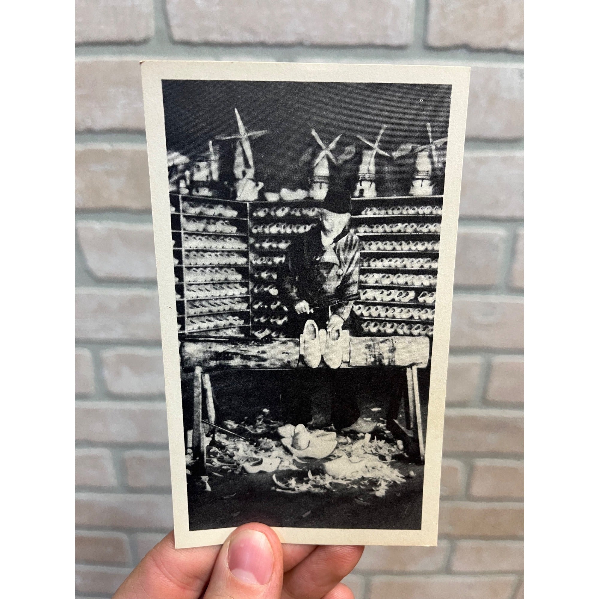 Dutch Novelty Shop Holland Michigan Shoe Carving Man Shoe Factory Postcard