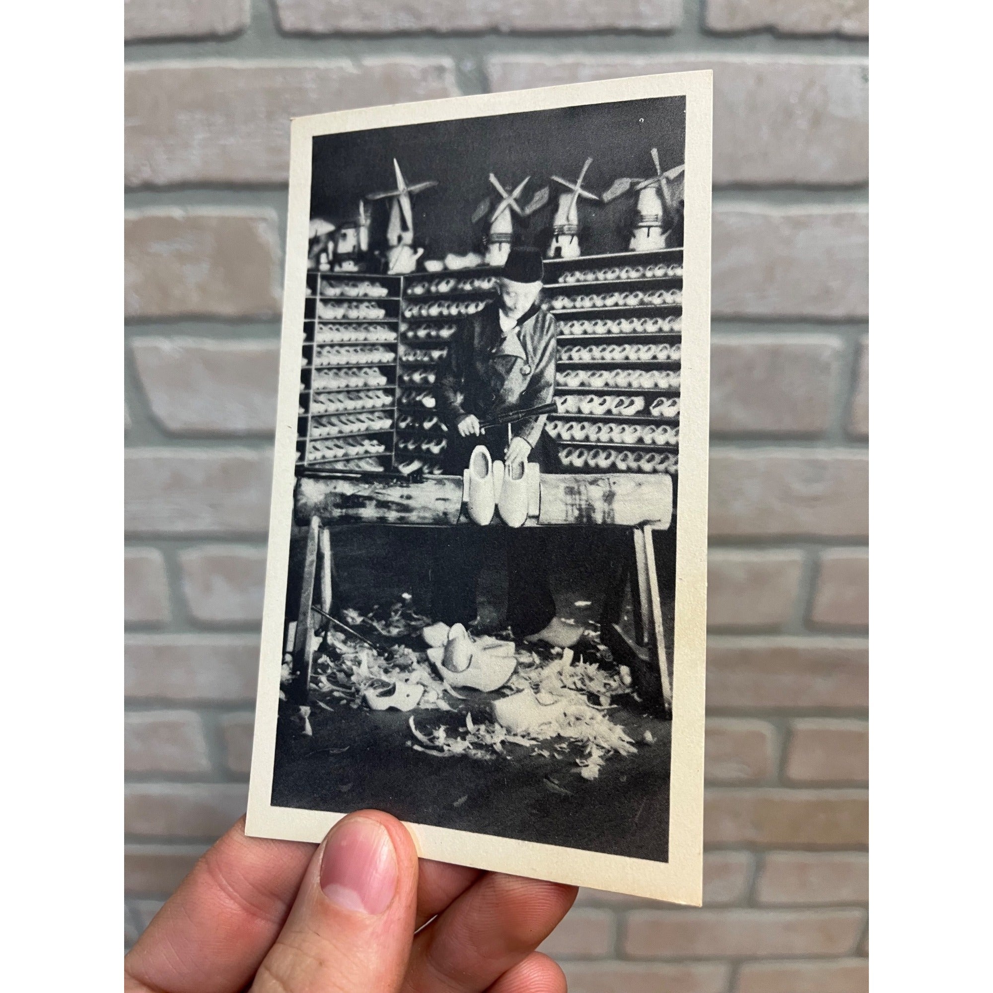 Dutch Novelty Shop Holland Michigan Shoe Carving Man Shoe Factory Postcard