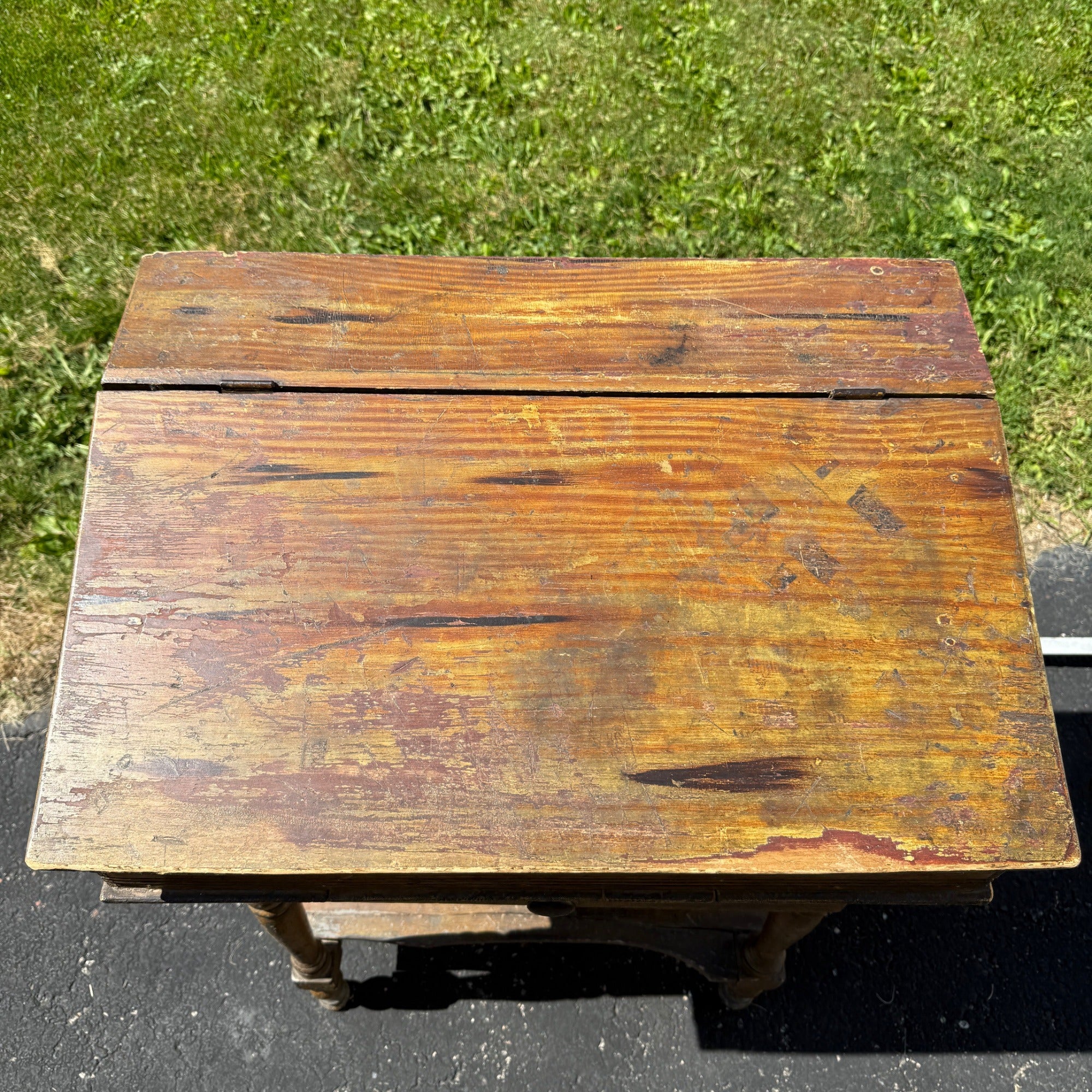Antique Pine Secretary Hotel Teachers Lecture Desk Clerk's Desk Table