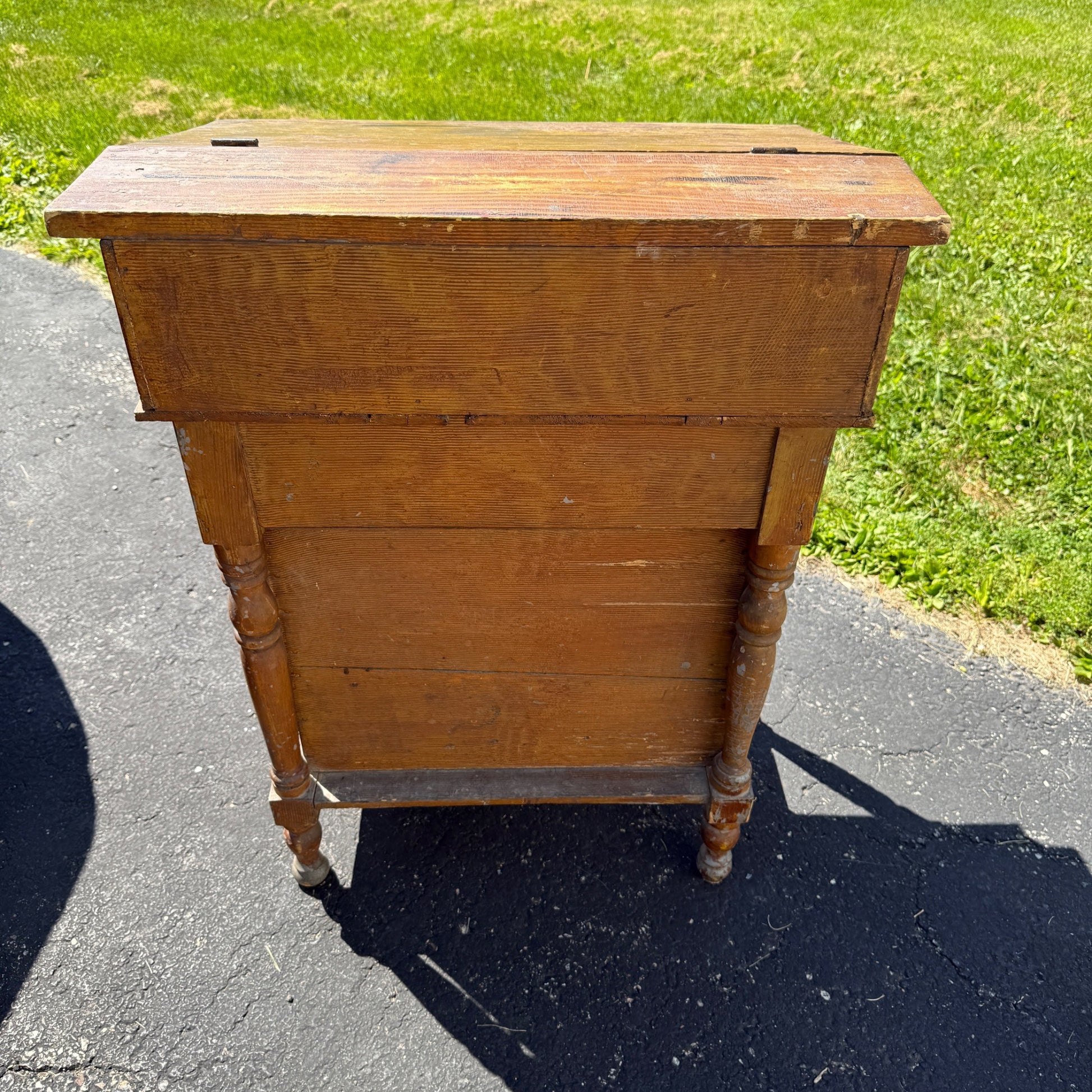 Antique Pine Secretary Hotel Teachers Lecture Desk Clerk's Desk Table