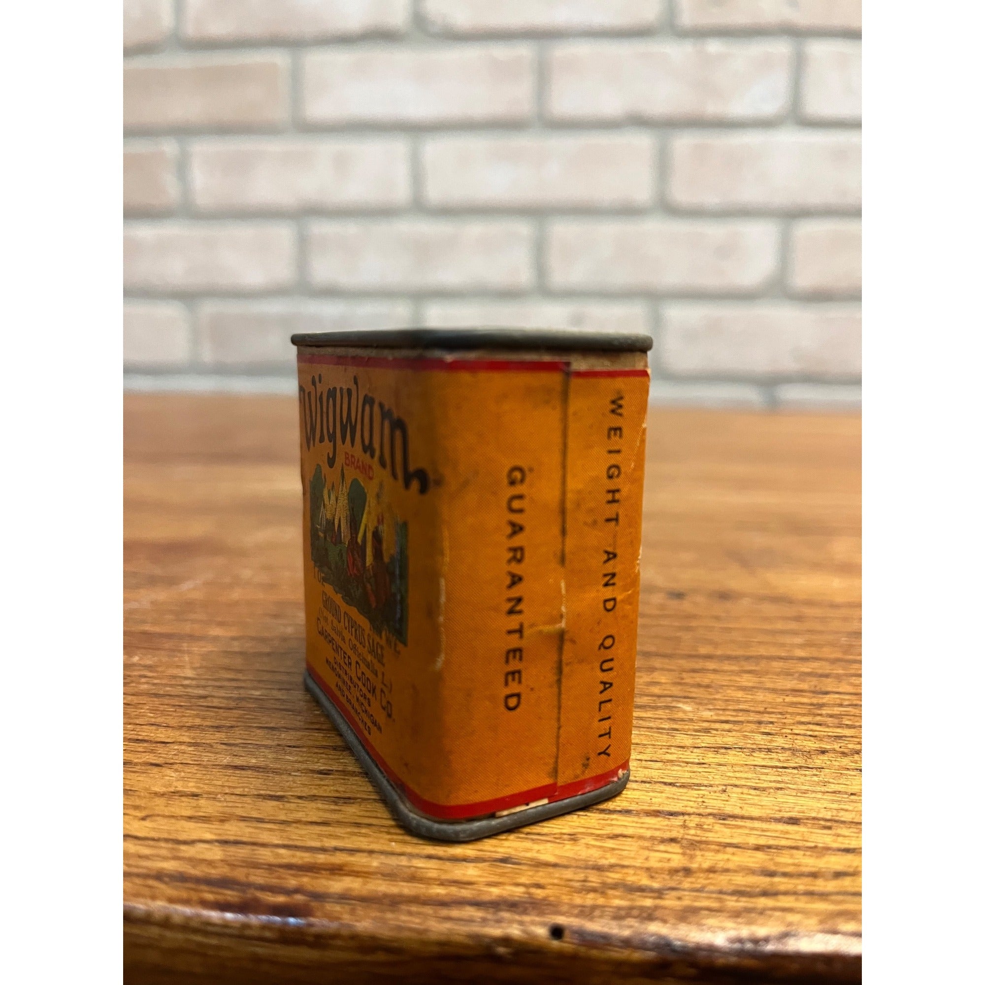 Vintage Wigwam Sage Spice Tin Can Menominee Michigan Native American Indian