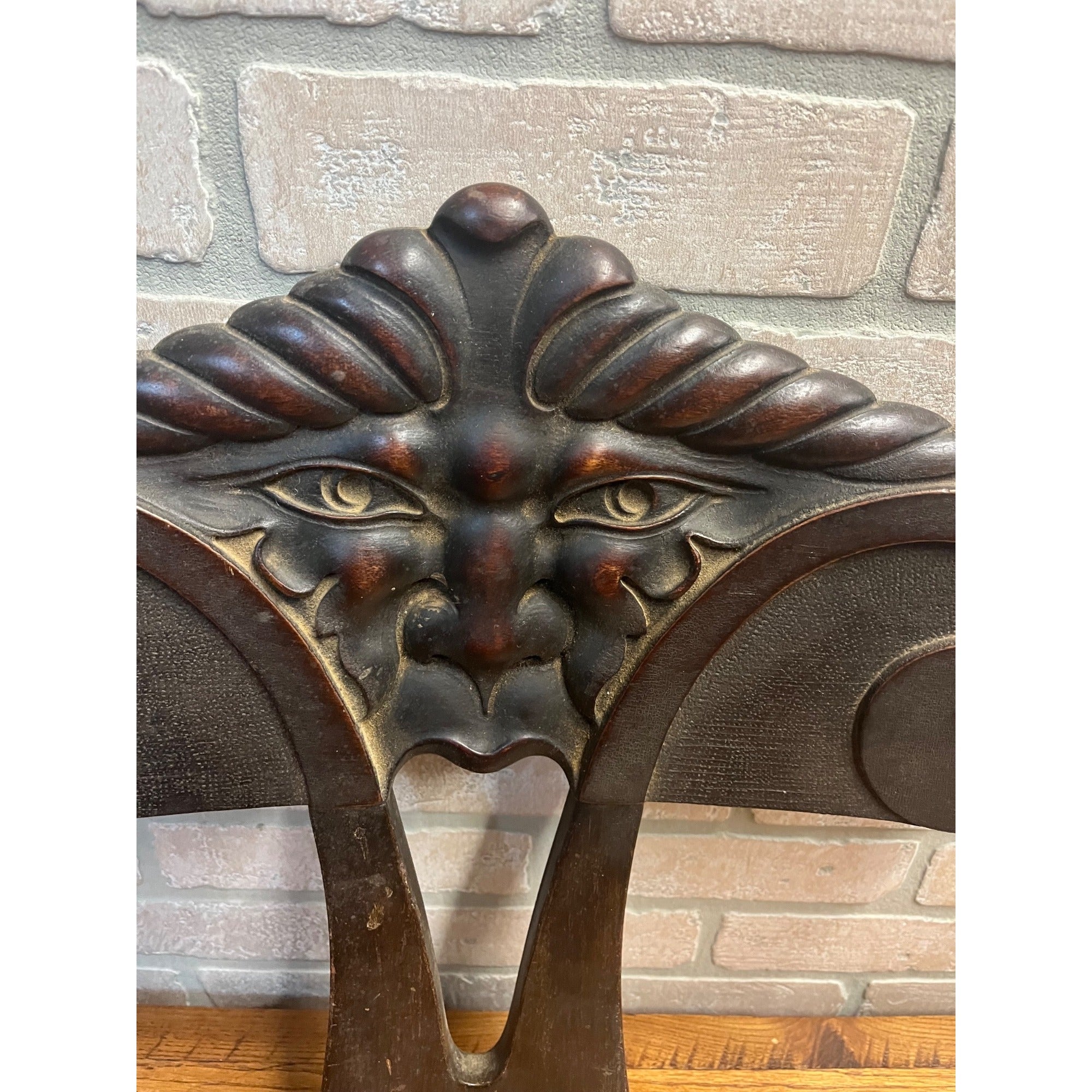 Antique Vintage Northwinds Carved Wooden Chair Back Man of North Salvage