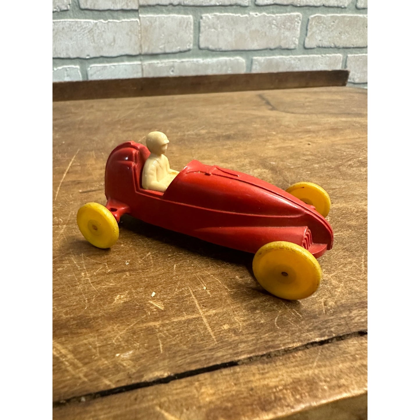 Vintage 1950s Pyro Plastic Soap Box Derby 4" Toy Race Car w/ Driver