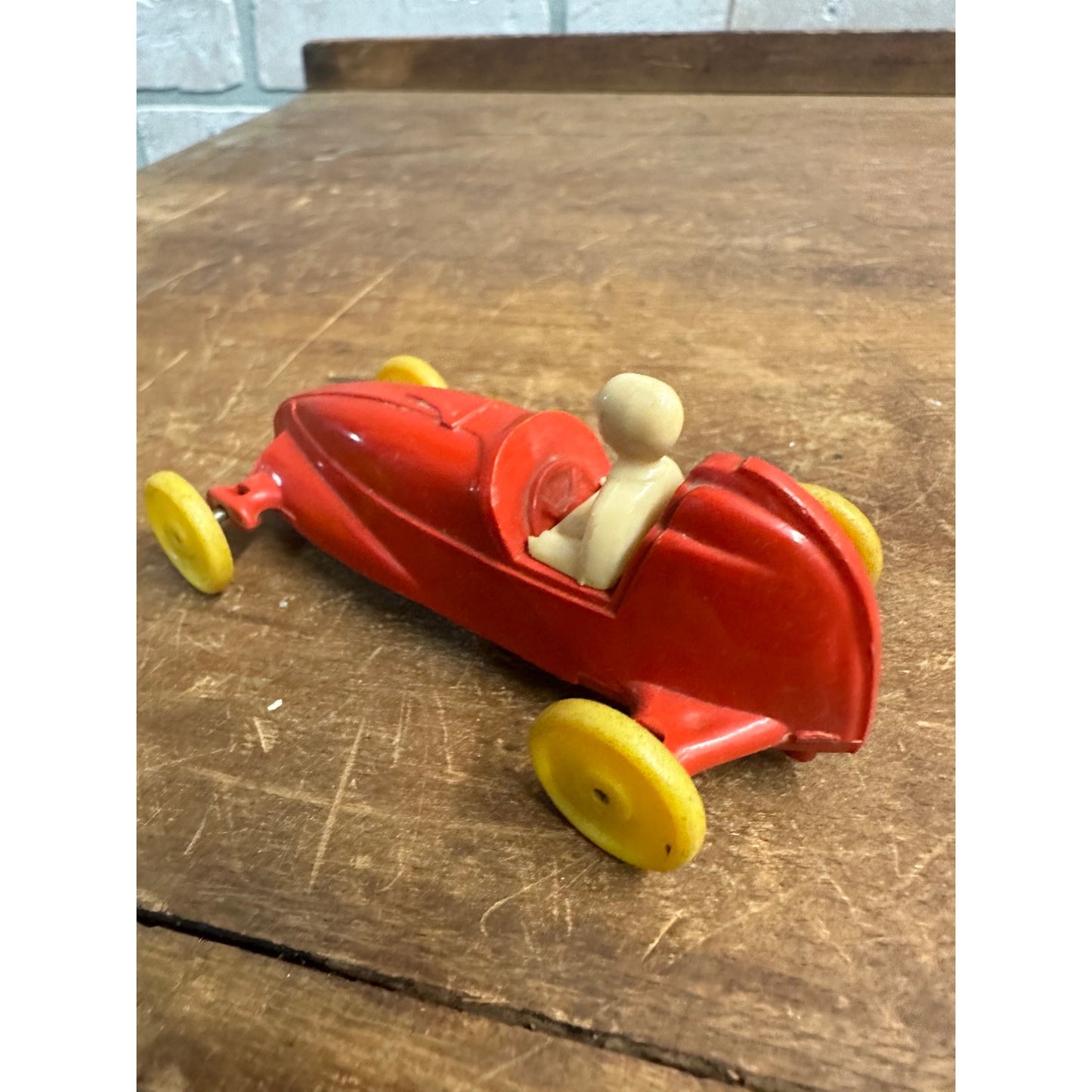 Vintage 1950s Pyro Plastic Soap Box Derby 4" Toy Race Car w/ Driver