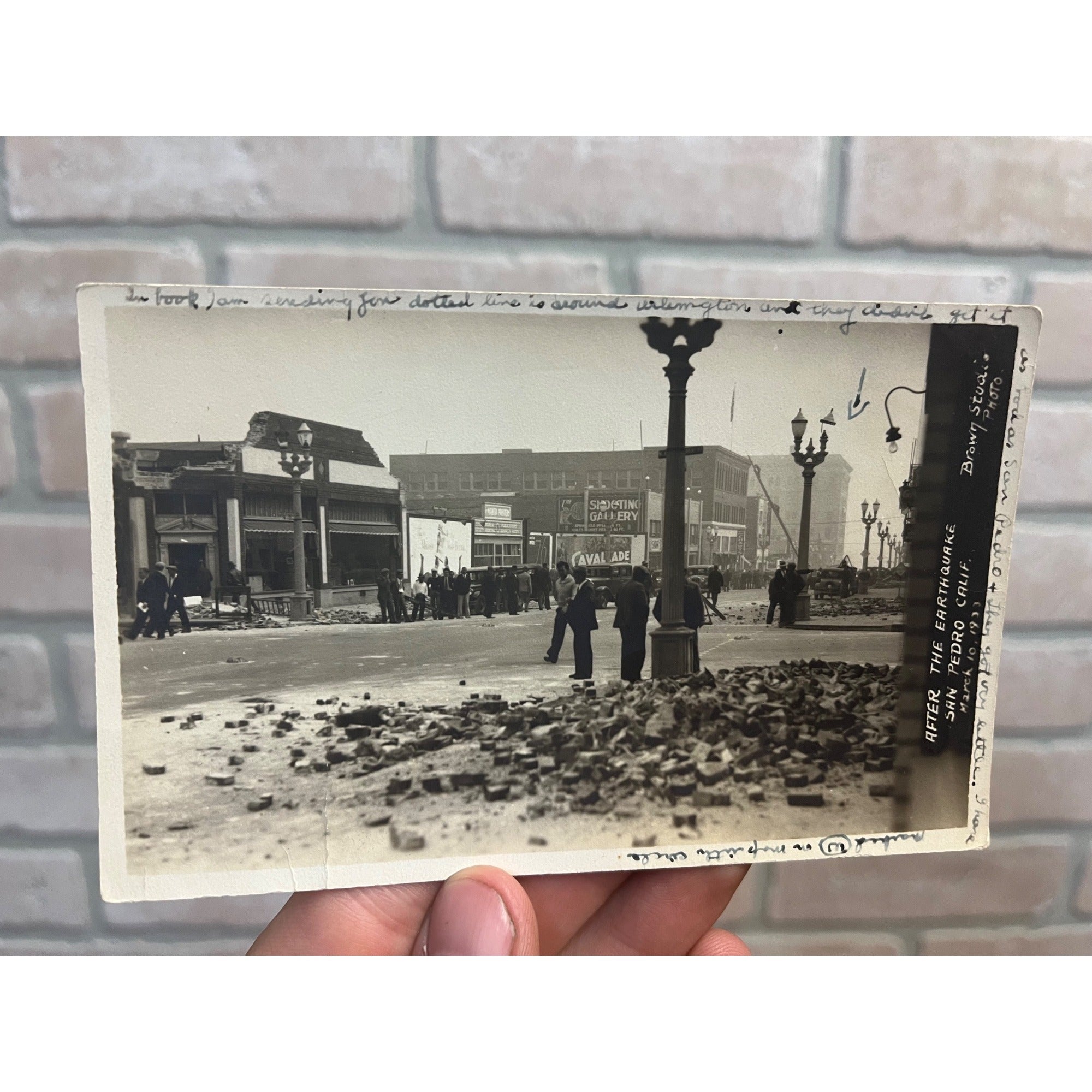 RPPC Long Beach Earthquake Aftermath SAN PEDRO CA California Real Photo Postcard