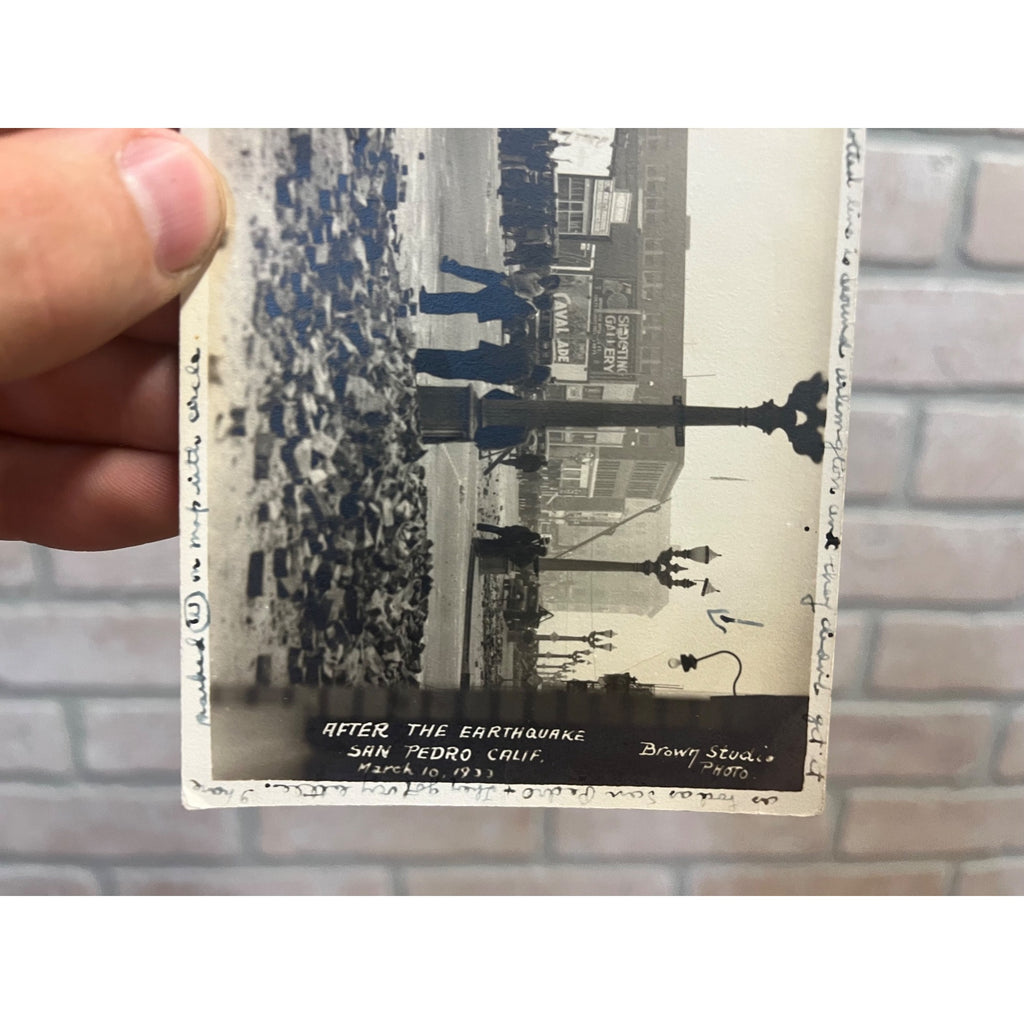 RPPC Long Beach Earthquake Aftermath SAN PEDRO CA California Real Photo Postcard