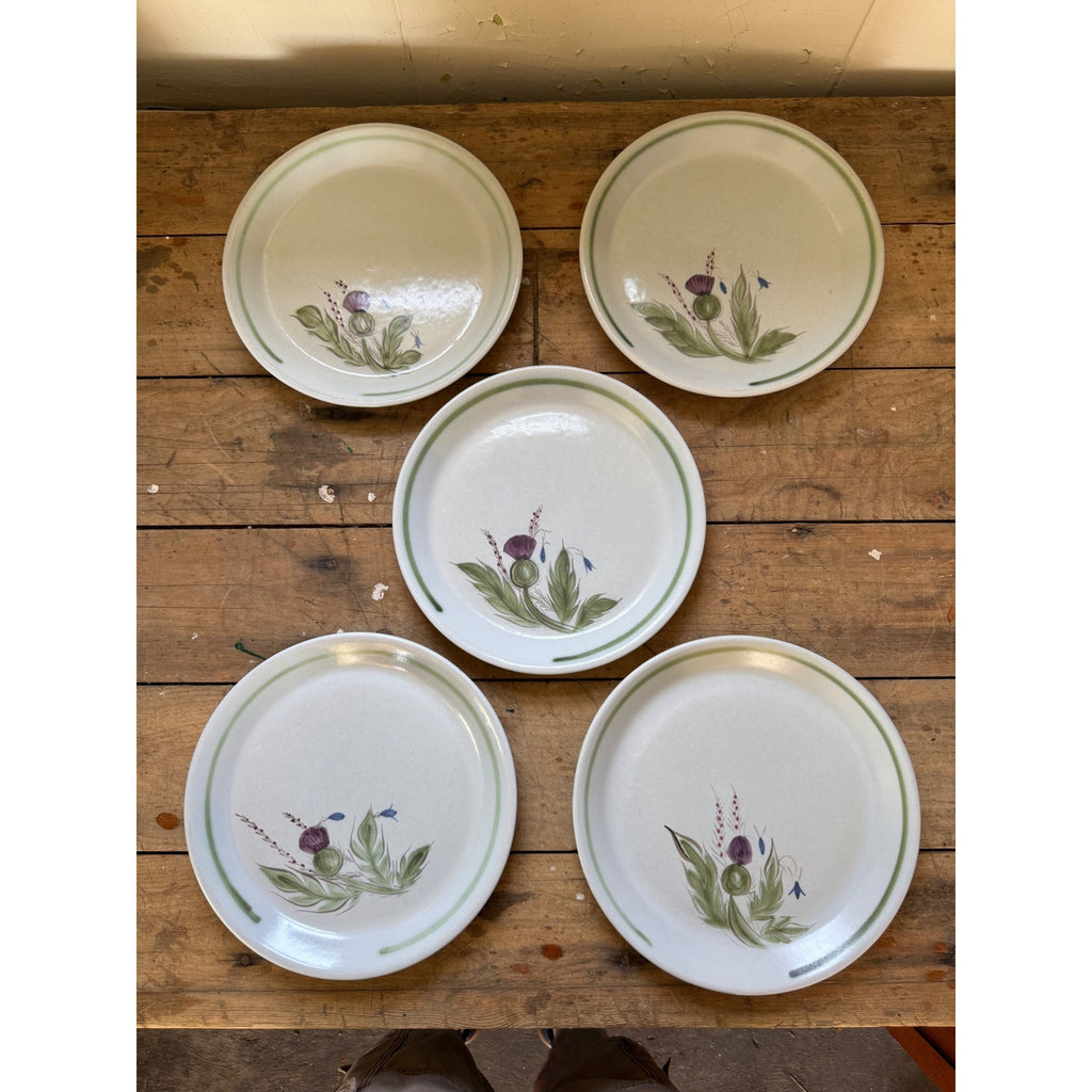 Buchan Thistle Serving Scotland Stoneware Pottery (5) 10" Dinner Plates