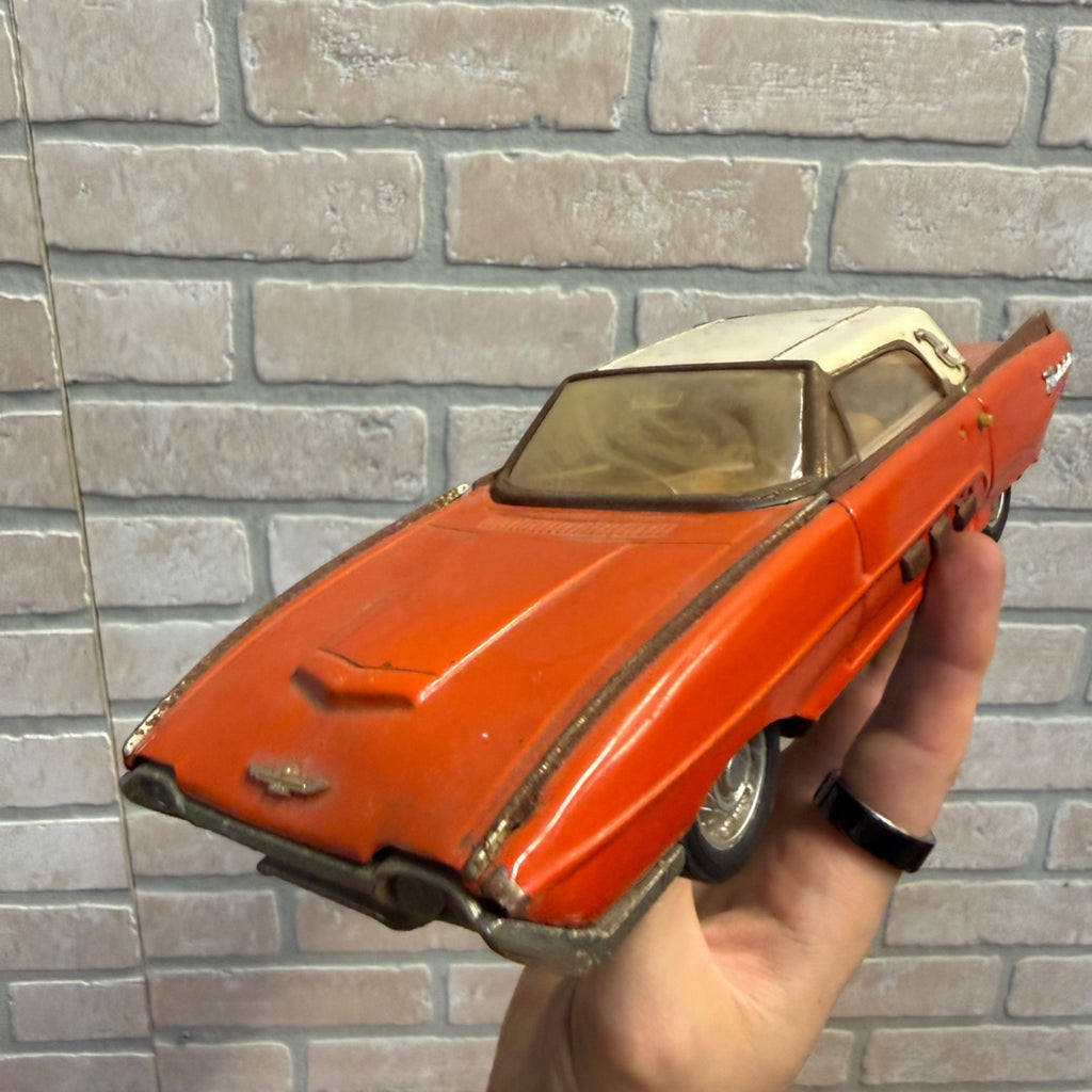 Vintage Tin 1963 Ford Thunderbird Sedan Model 203 Red and White Model Car Voiture? Friction Powered