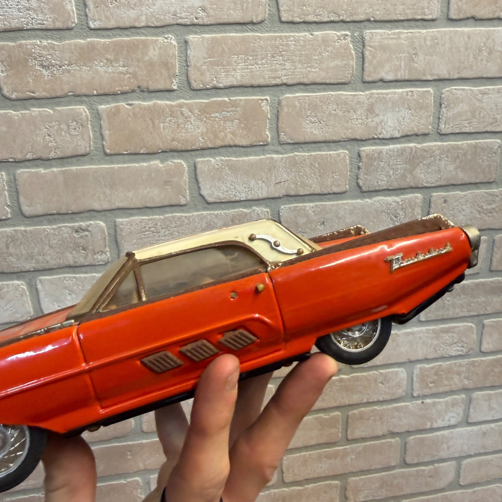 Vintage Tin 1963 Ford Thunderbird Sedan Model 203 Red and White Model Car Voiture? Friction Powered