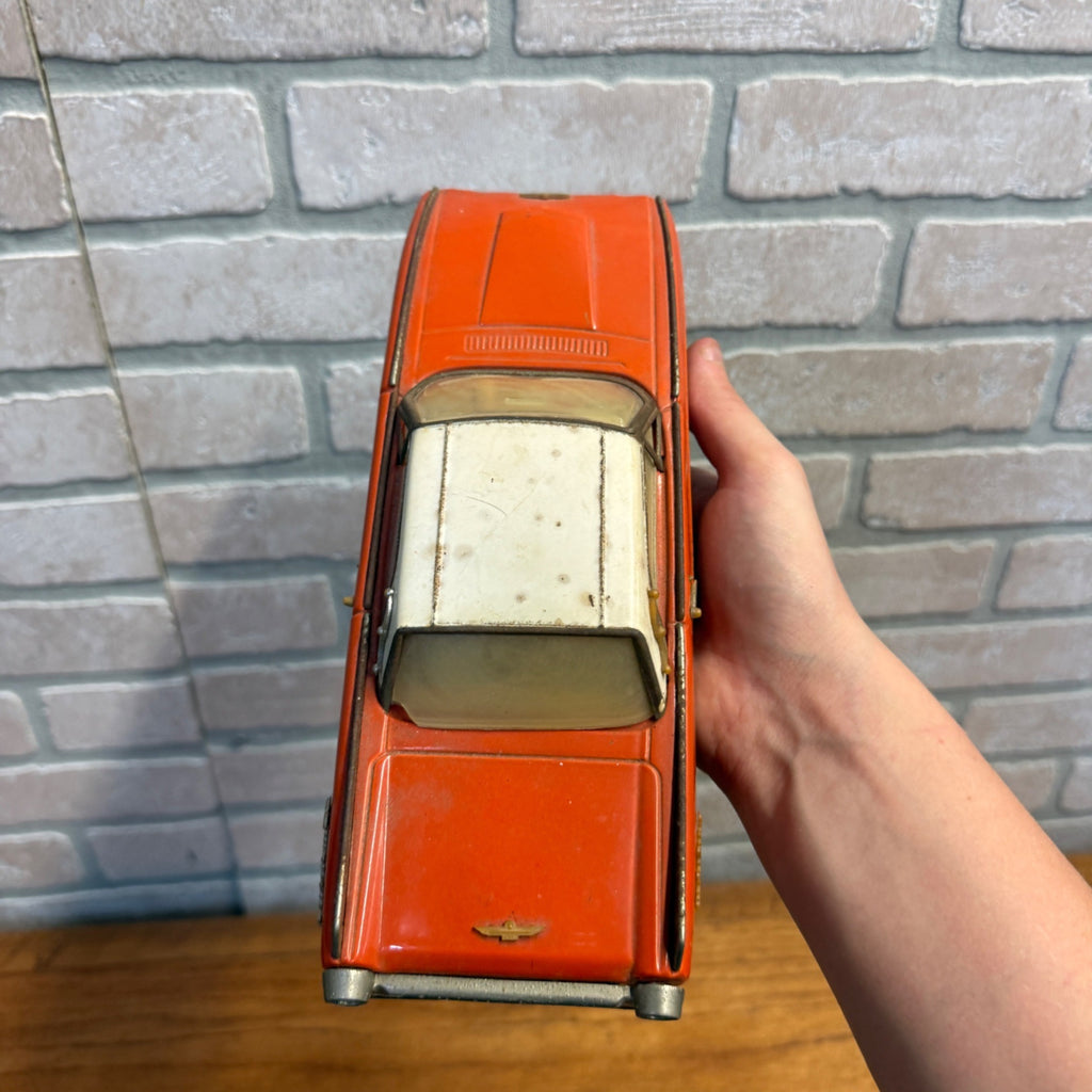 Vintage Tin 1963 Ford Thunderbird Sedan Model 203 Red and White Model Car Voiture? Friction Powered