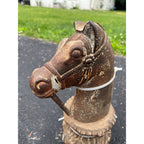 Rare Antique Cast Iron Horse Head Hitching Post Top Primitive Farm Equestrian Architectural Salvage
