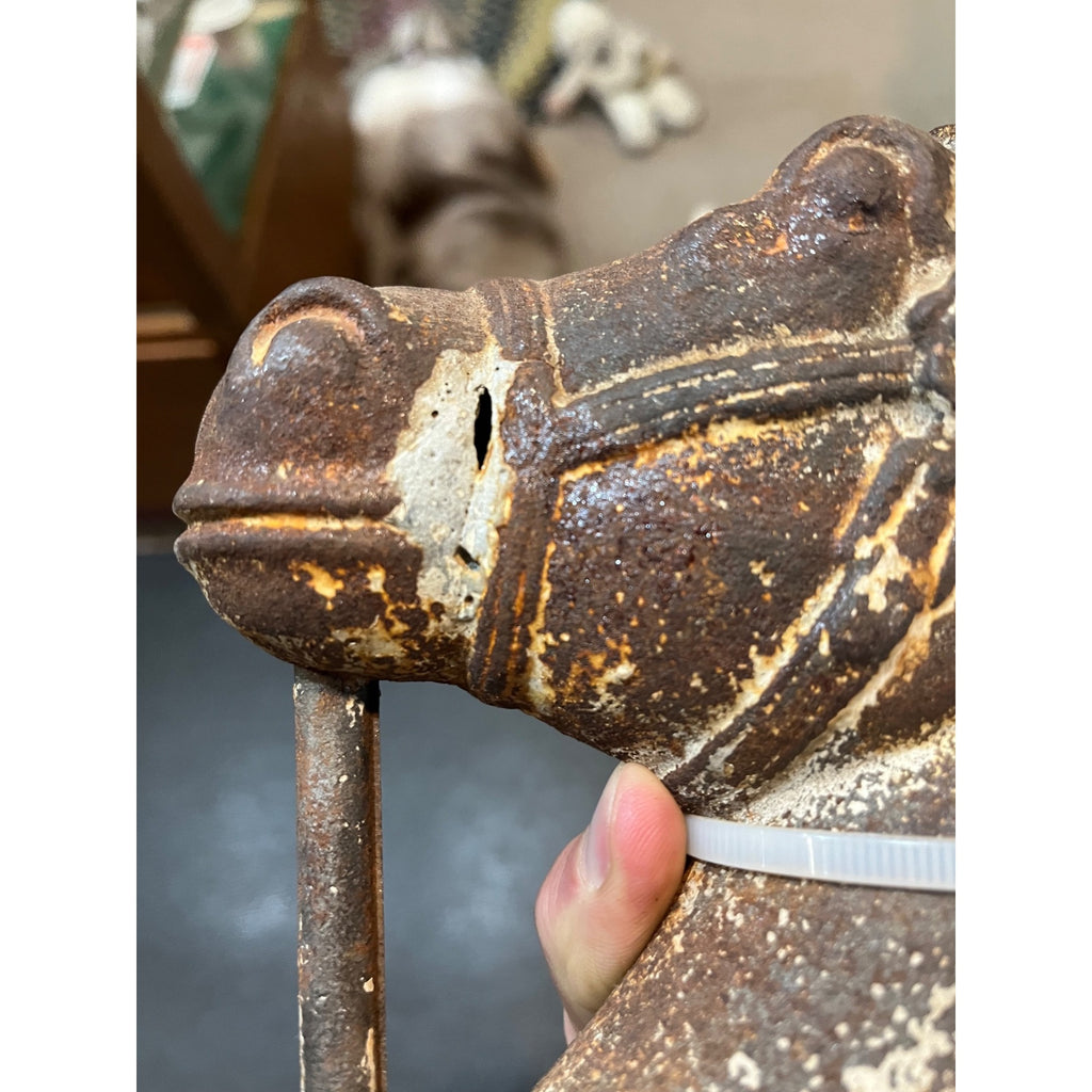 Rare Antique Cast Iron Horse Head Hitching Post Top Primitive Farm Equestrian Architectural Salvage