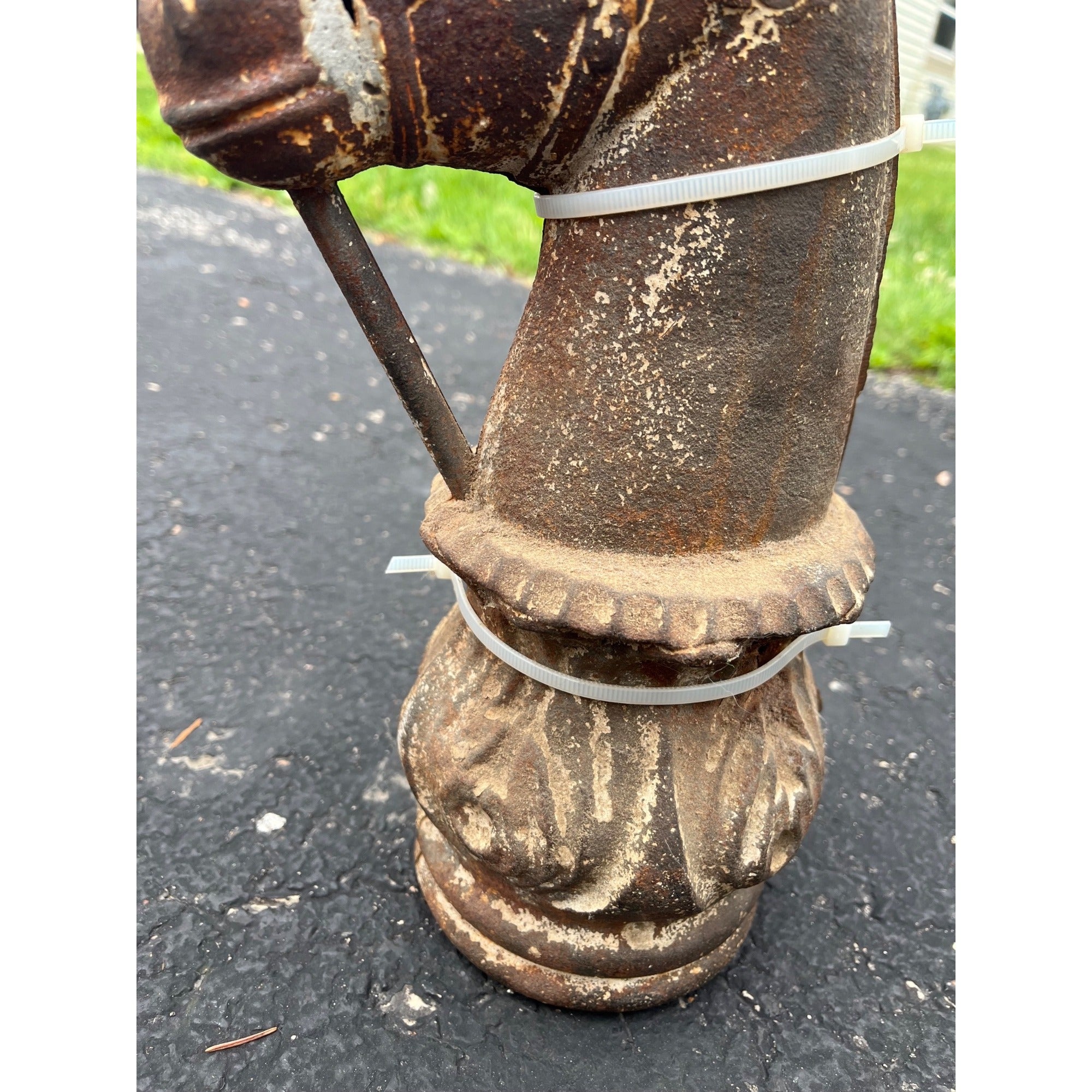 Rare Antique Cast Iron Horse Head Hitching Post Top Primitive Farm Equestrian Architectural Salvage