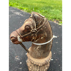 Rare Antique Cast Iron Horse Head Hitching Post Top Primitive Farm Equestrian Architectural Salvage