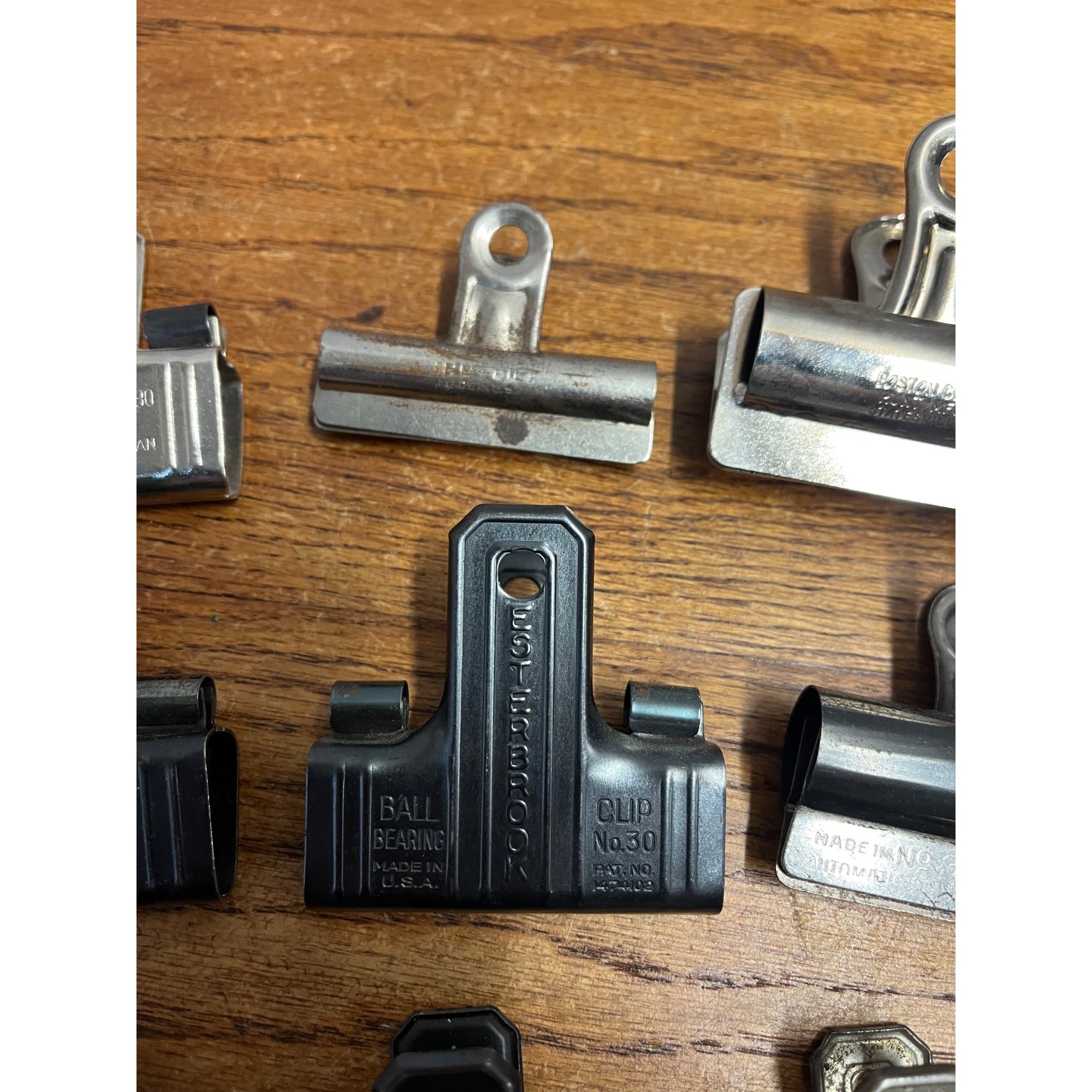 Vintage Metal Clip Lot Office Esterbrook IDL Ball Clip Bearings Boston Bulldog