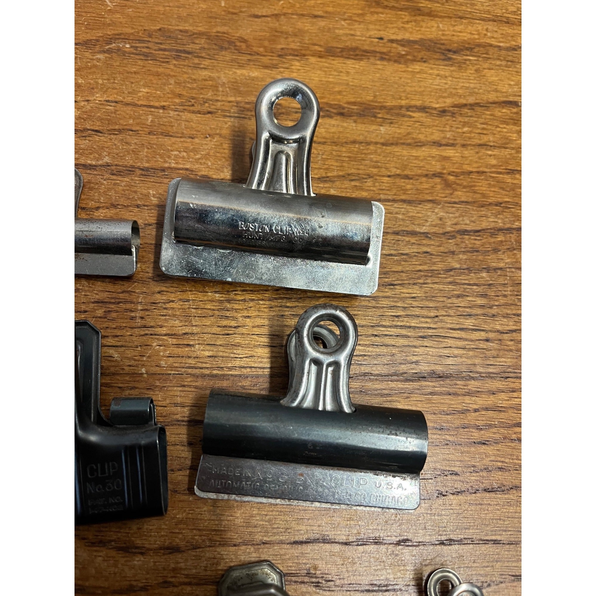 Vintage Metal Clip Lot Office Esterbrook IDL Ball Clip Bearings Boston Bulldog