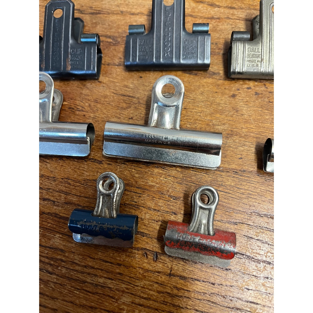 Vintage Metal Clip Lot Office Esterbrook IDL Ball Clip Bearings Boston Bulldog