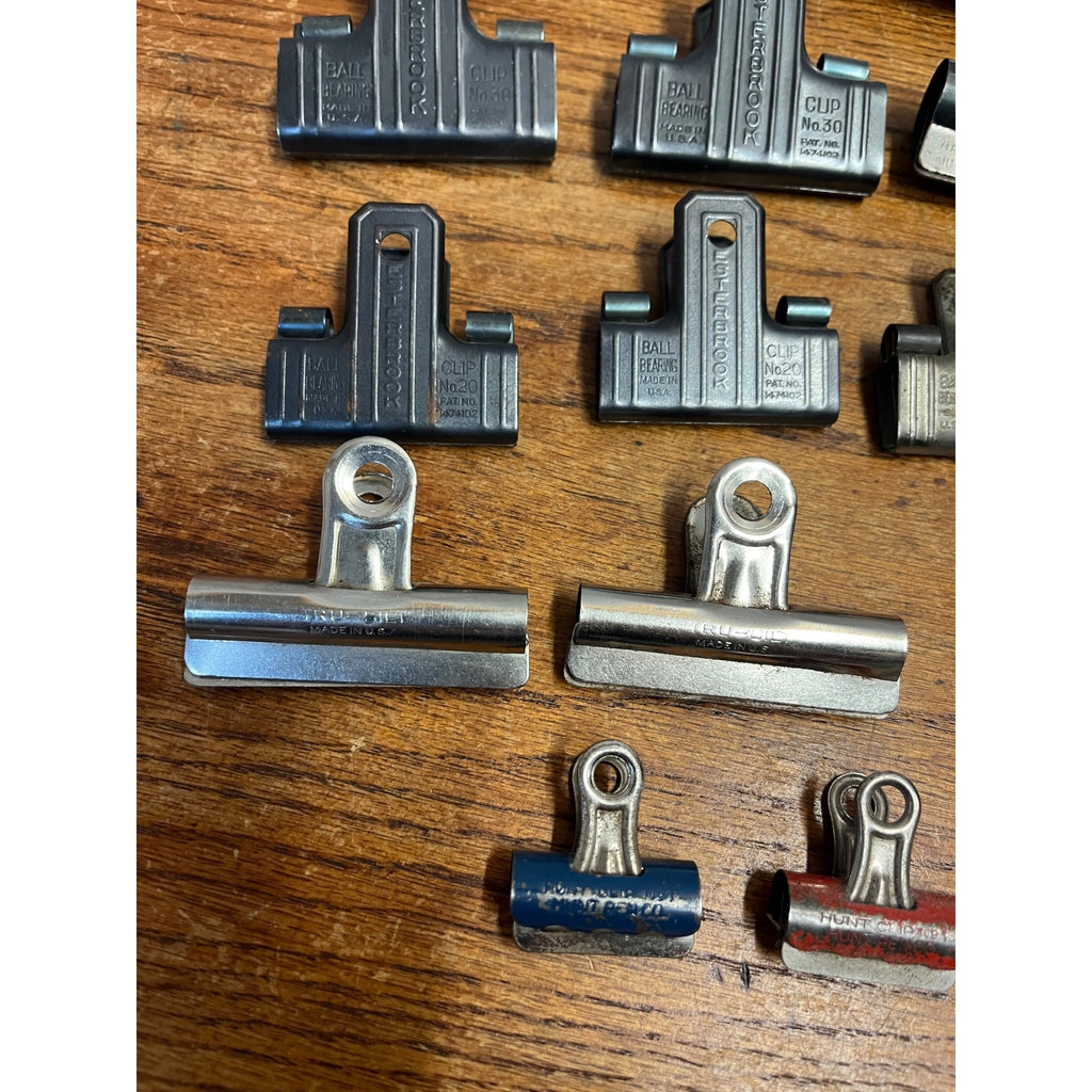 Vintage Metal Clip Lot Office Esterbrook IDL Ball Clip Bearings Boston Bulldog