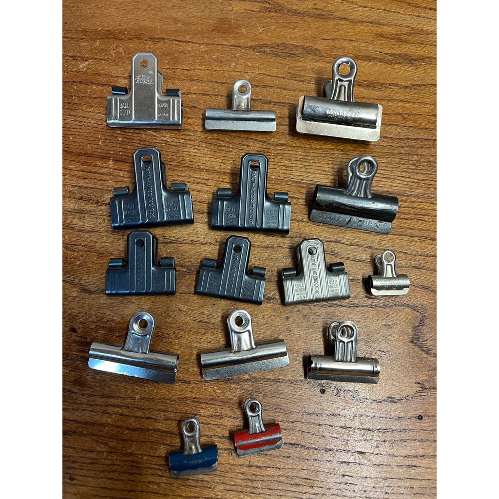 Vintage Metal Clip Lot Office Esterbrook IDL Ball Clip Bearings Boston Bulldog