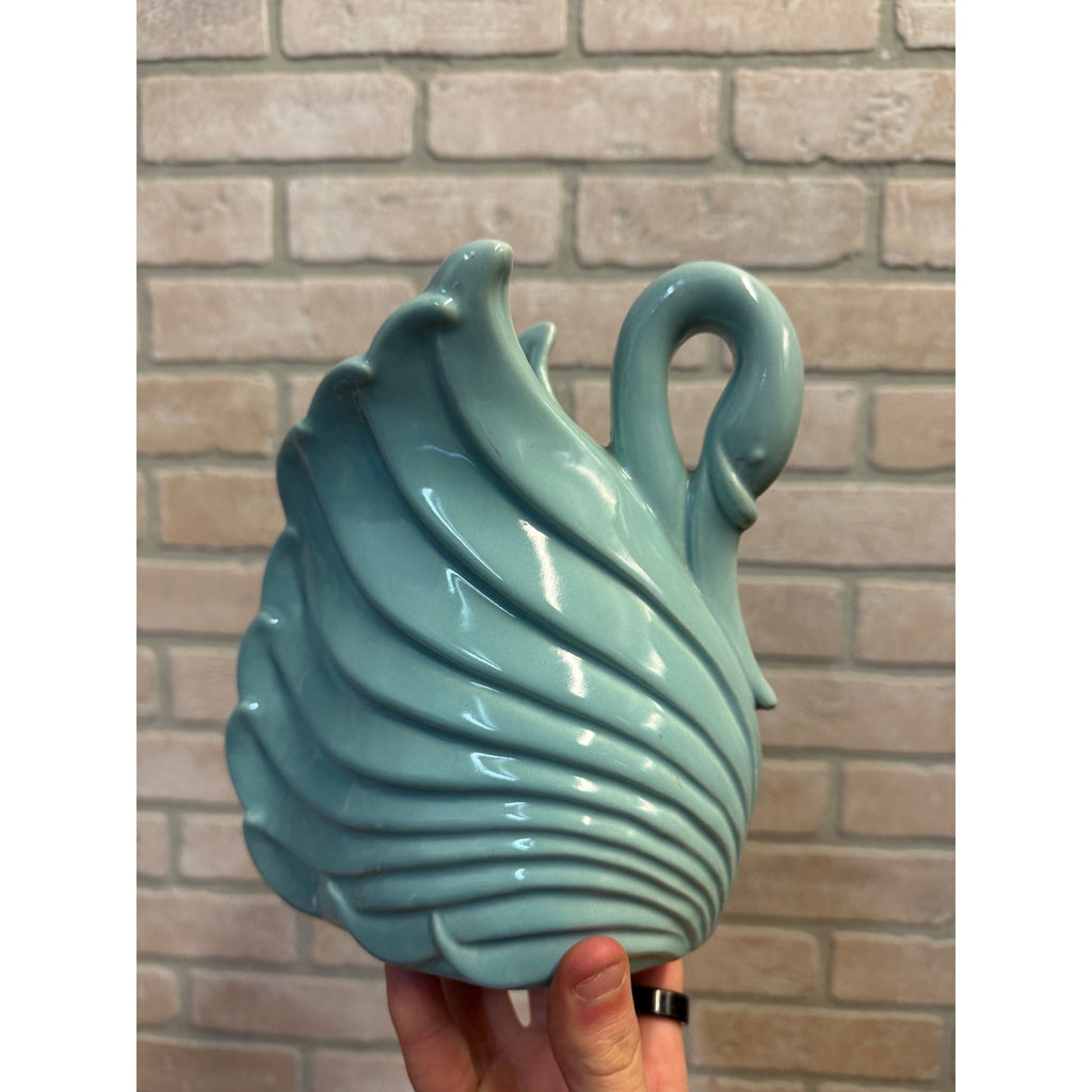 Vtg Royal Haeger Blue Ceramic Swan Vase Planter MCM Art Deco 12" Tall