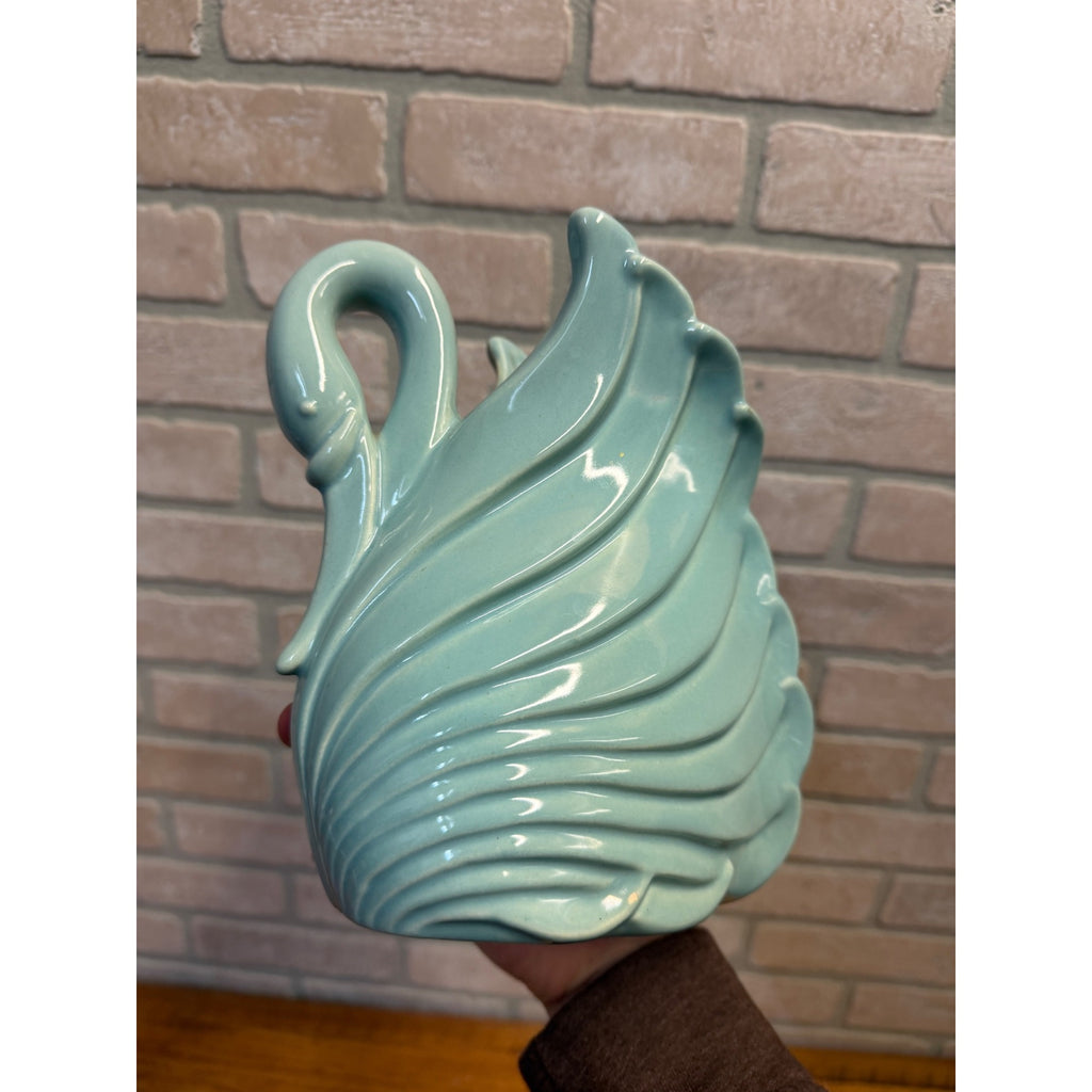 Vtg Royal Haeger Blue Ceramic Swan Vase Planter MCM Art Deco 12" Tall