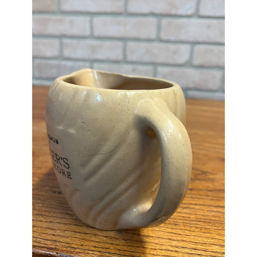 Vintage Stoneware Wicker's Food Store Marshfield WI Wisconsin Advertising Pitcher Wis