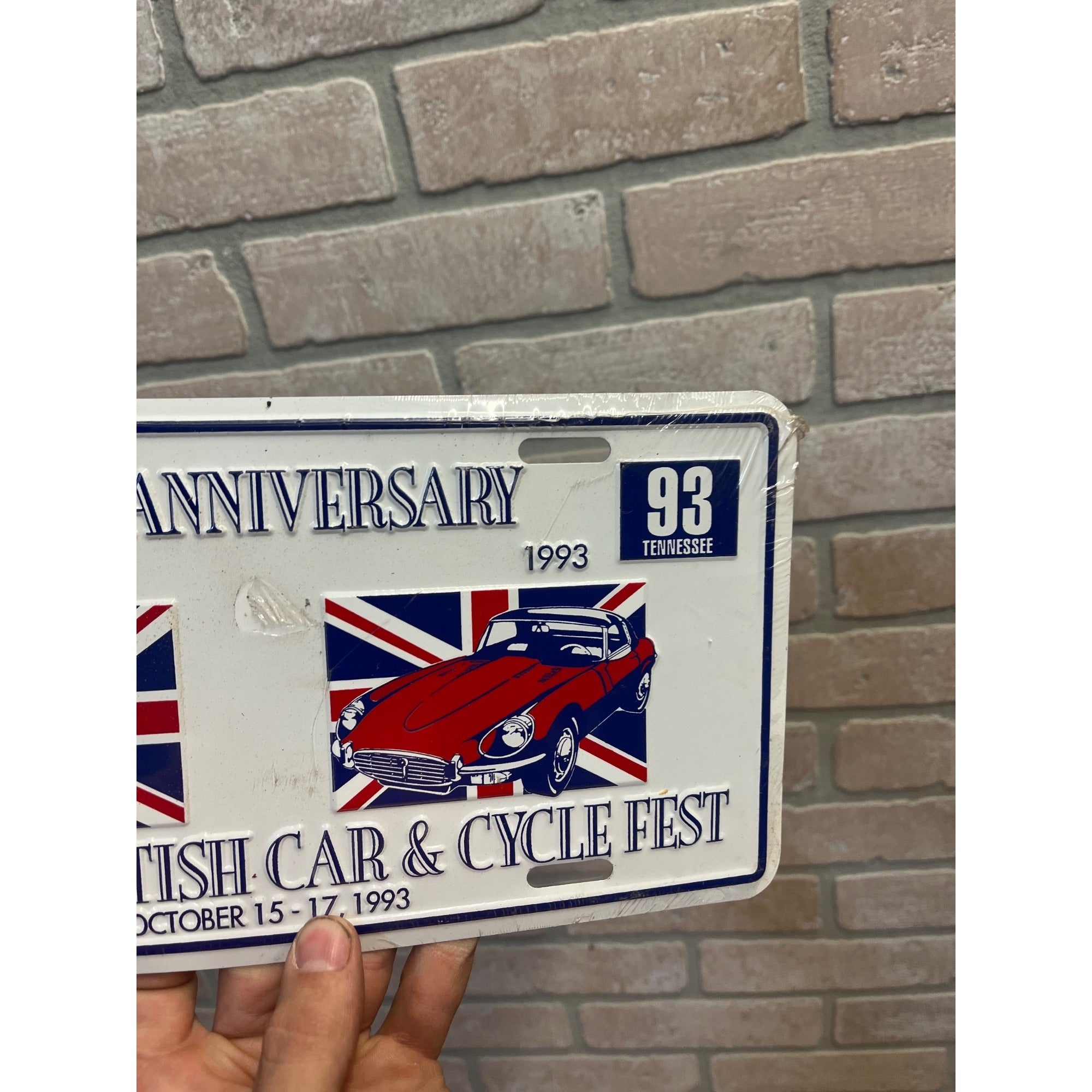 Vintage 10th Memphis British Car Cycle Fest Sports Car Club Metal License Plate