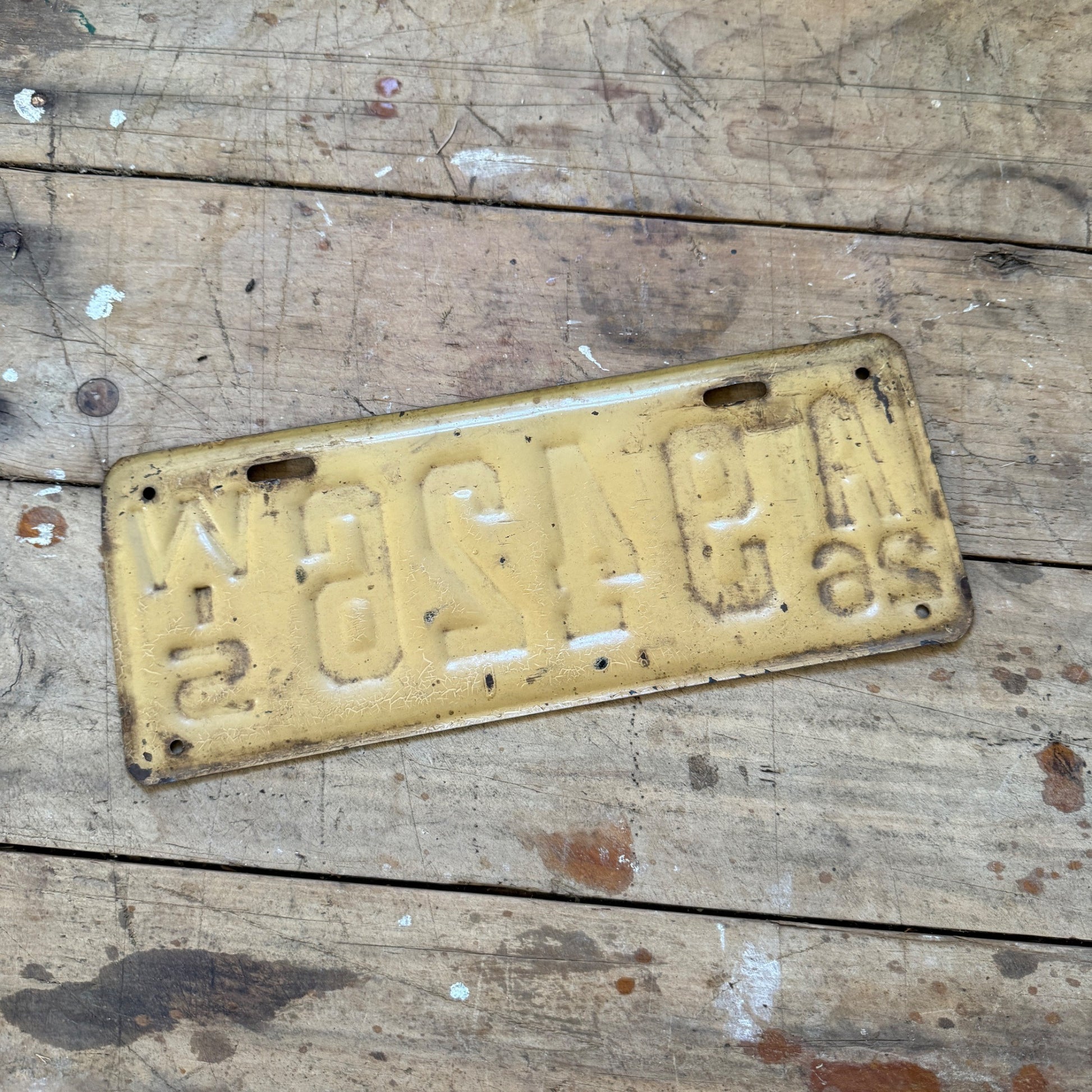 1926 Wisconsin License Plate A 9426 Cream Brown