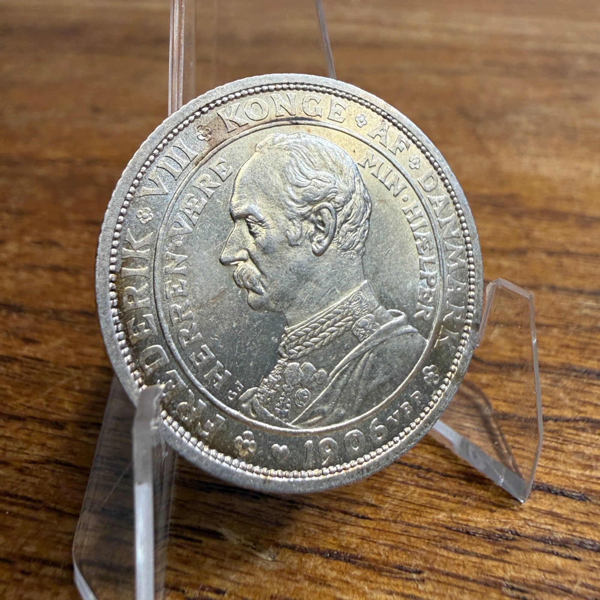 1906 VBP GJ Denmark 2 Kroner Frederick VIII Silver Coin