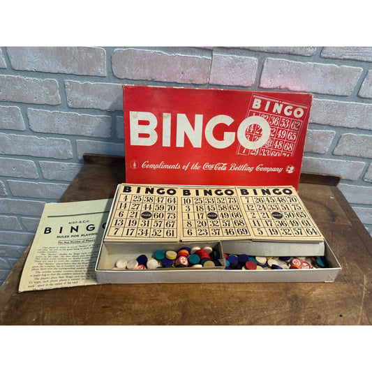 Vintage 1940s Coca Cola Bottling Co. BINGO Game Advertising WWII