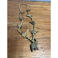 Vintage Carved Elephant & Natural Round Bead Necklace Boho Beach Africa Tribal