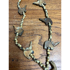 Vintage Carved Elephant & Natural Round Bead Necklace Boho Beach Africa Tribal