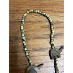 Vintage Carved Elephant & Natural Round Bead Necklace Boho Beach Africa Tribal