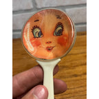 Vintage 1960s Baby Face Rattle Plastic Blue White