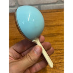 Vintage 1960s Baby Face Rattle Plastic Blue White